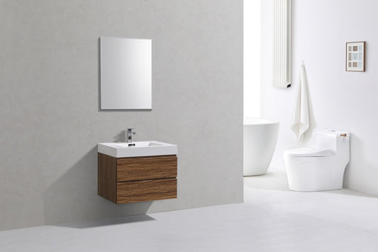 Bliss 30" High Glossy Chestnut Wood Mount Modern Bathroom Vanity