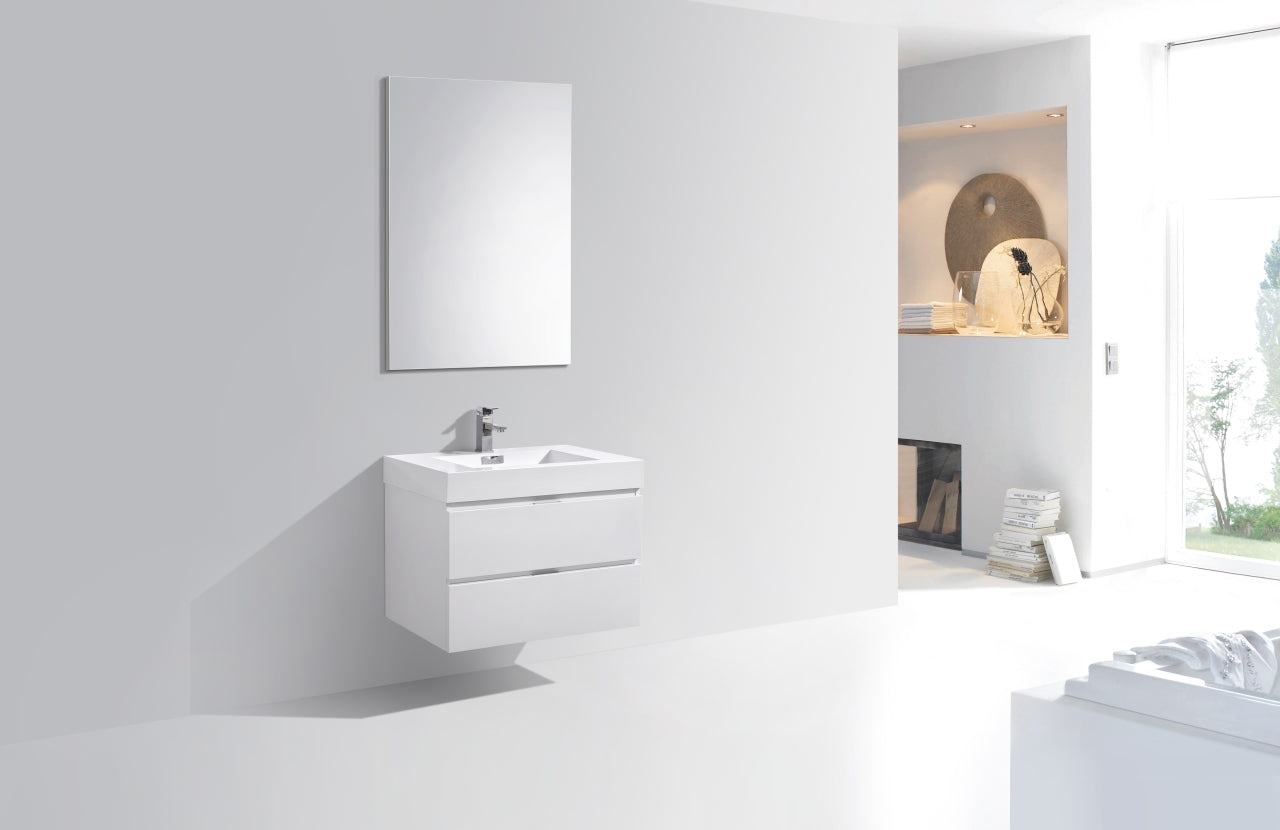 Bliss 30" High Gloss White Wall Mount Modern Bathroom Vanity