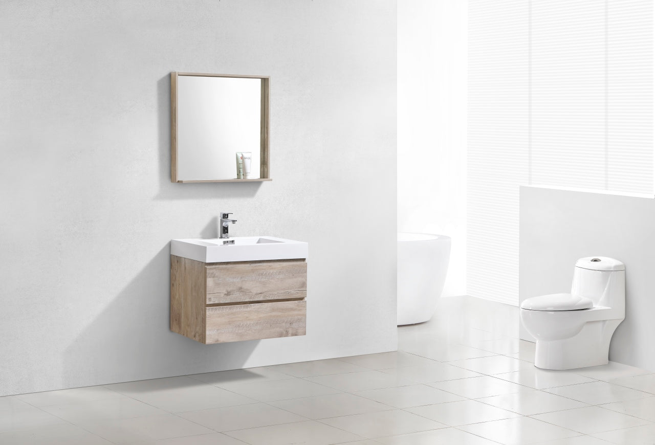 Bliss 30" Nature Wood Wall Mount Modern Bathroom Vanity