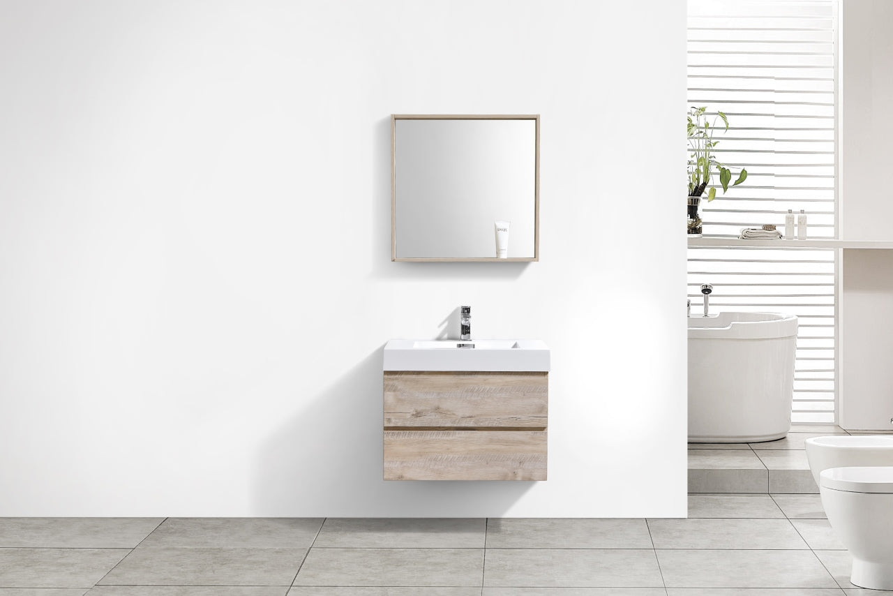 Bliss 30" Nature Wood Wall Mount Modern Bathroom Vanity