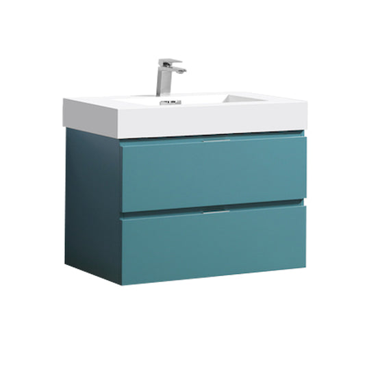Bliss 30" Teal Green Wall Mount Modern Bathroom Vanity