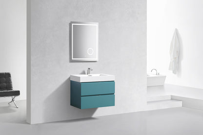 Bliss 30" Teal Green Wall Mount Modern Bathroom Vanity