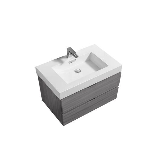 Bliss 30" Vulcan Ash Grey Wall Mount Modern Bathroom Vanity