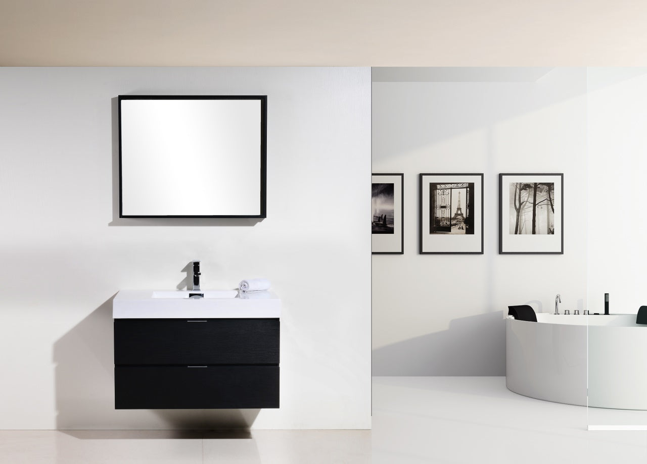 Bliss 36" Black Wall Mount Modern Bathroom Vanity