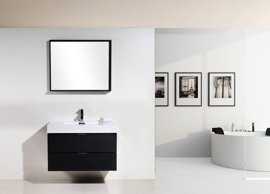 Bliss 36" Black Wall Mount Modern Bathroom Vanity