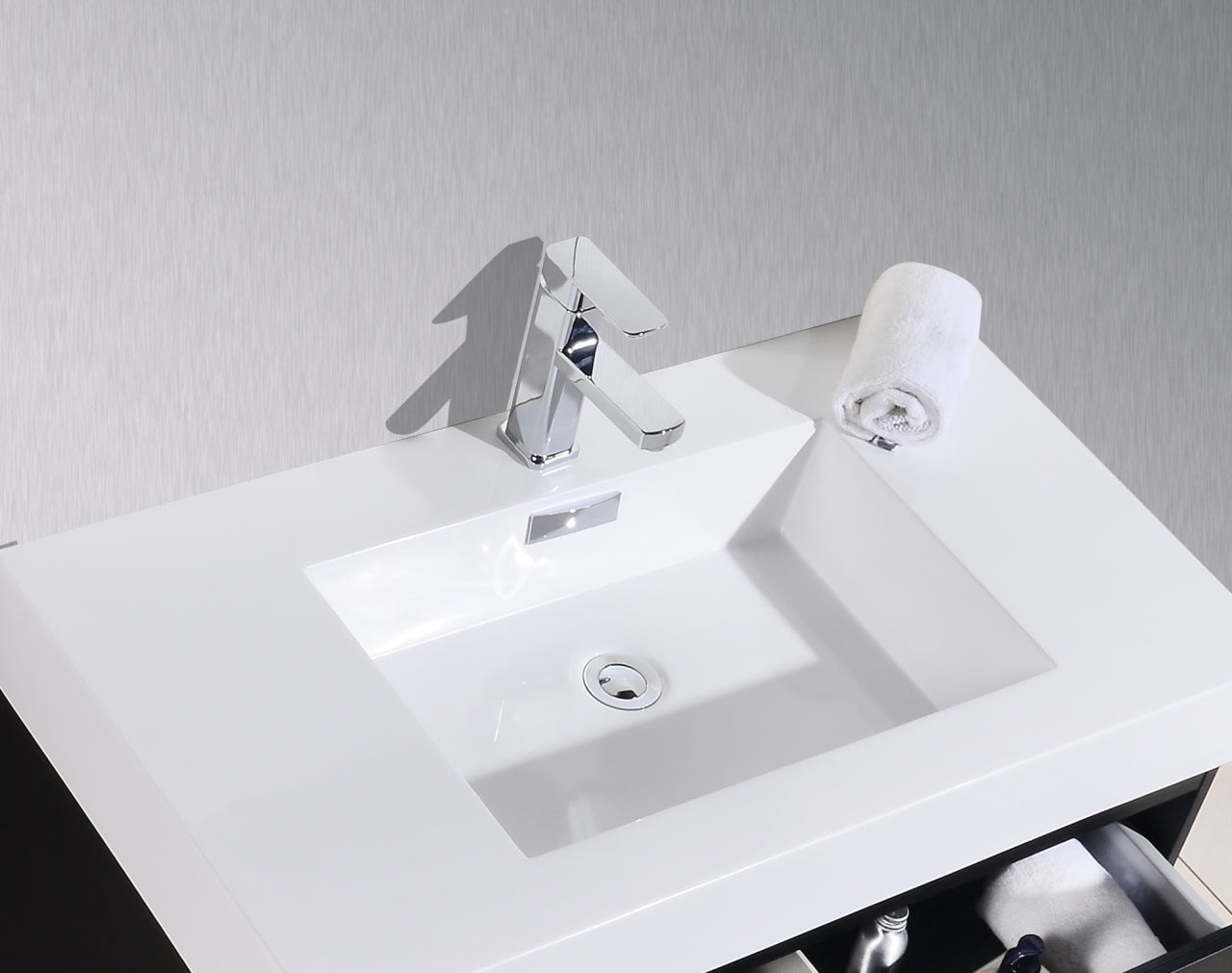 Bliss 36" Black Wall Mount Modern Bathroom Vanity