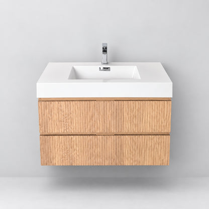 Bliss 36" Fluted Oakwood Single Sink Wall Mount Vanity - ETA Later Sept
