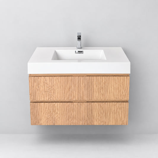 Bliss 36" Fluted Oakwood Single Sink Wall Mount Vanity -  ETA Mid of Oct