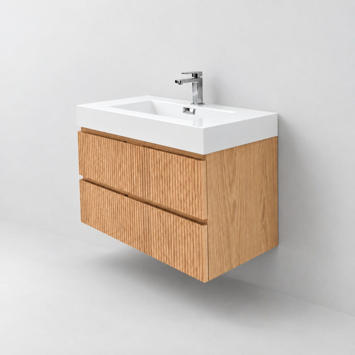 Bliss 36" Fluted Oakwood Single Sink Wall Mount Vanity - ETA Later Sept