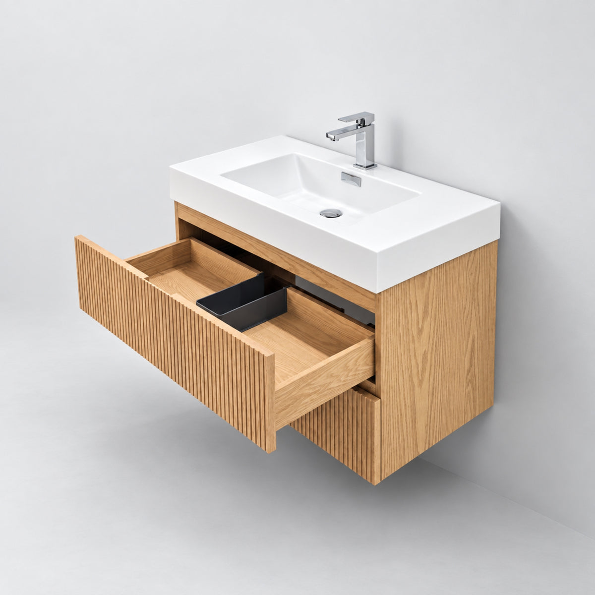 Bliss 36" Fluted Oakwood Single Sink Wall Mount Vanity - ETA Later Sept