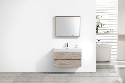 Bliss 36" Nature Wood Wall Mount Modern Bathroom Vanity