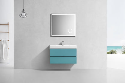 Bliss 36" Teal Green Wall Mount Modern Bathroom Vanity