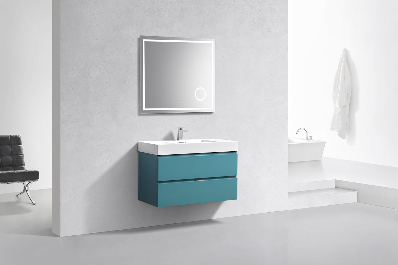 Bliss 36" Teal Green Wall Mount Modern Bathroom Vanity