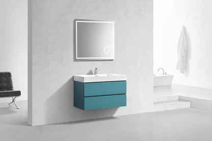 Bliss 36" Teal Green Wall Mount Modern Bathroom Vanity