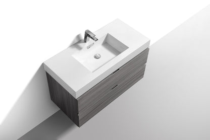 Bliss 36" Vulcan Ash Grey Wall Mount Modern Bathroom Vanity