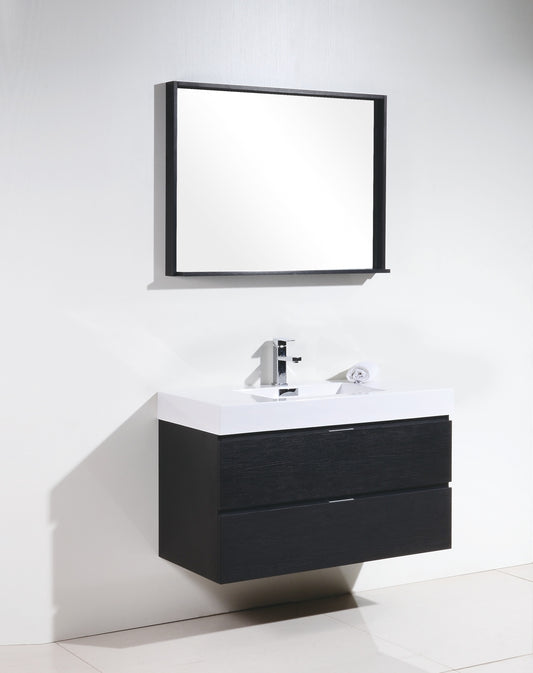 Bliss 40" Black Wood Wall Mount Modern Bathroom Vanity