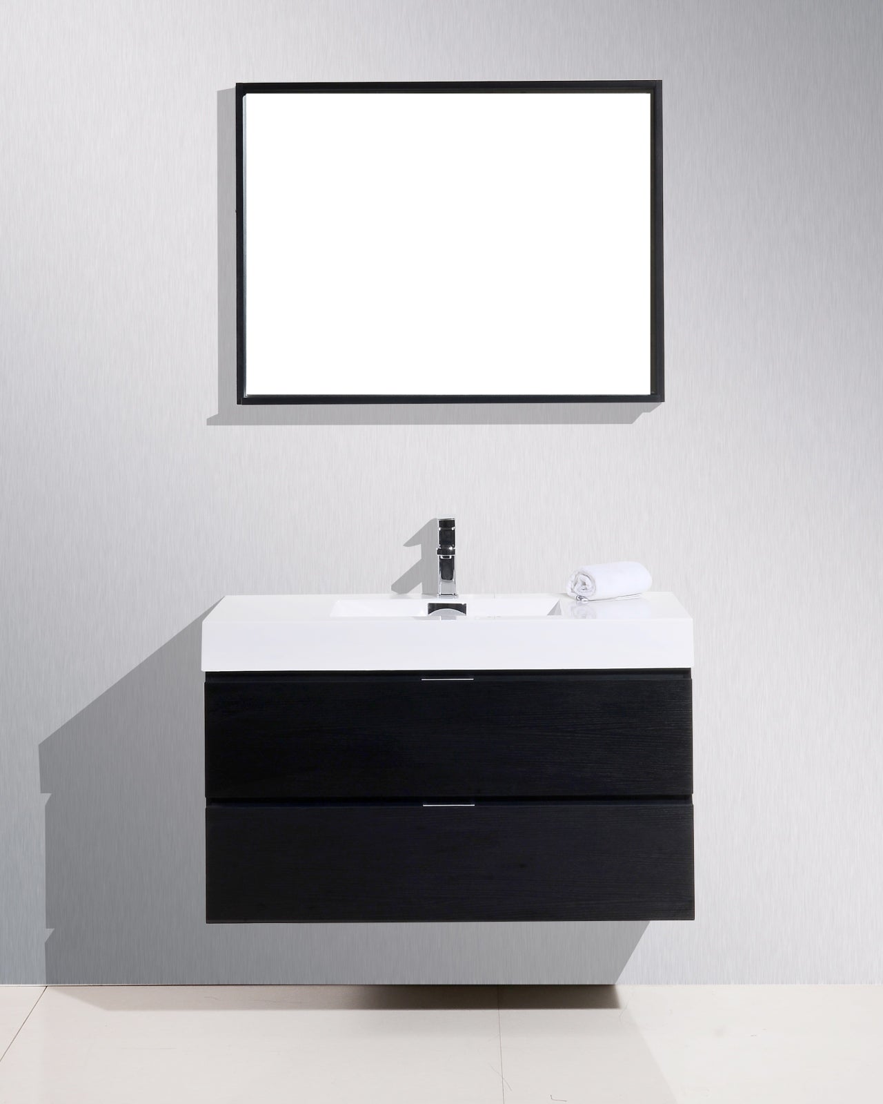 Bliss 40" Black Wood Wall Mount Modern Bathroom Vanity