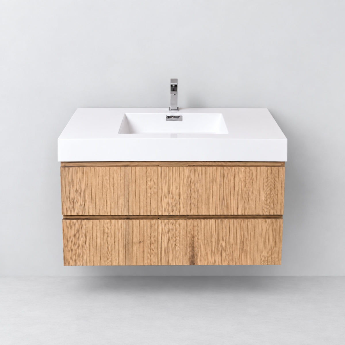 Bliss 40" Fluted Oakwood Single Sink Wall Mount Vanity -  ETA Mid of Oct