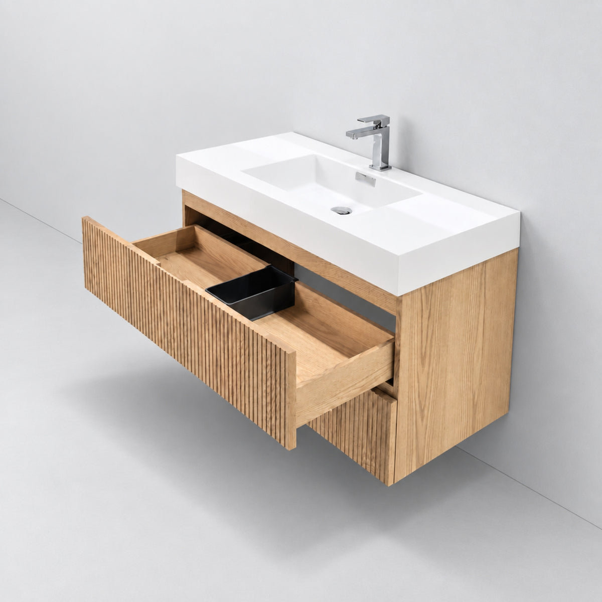 Bliss 40" Fluted Oakwood Single Sink Wall Mount Vanity -  ETA Mid of Oct
