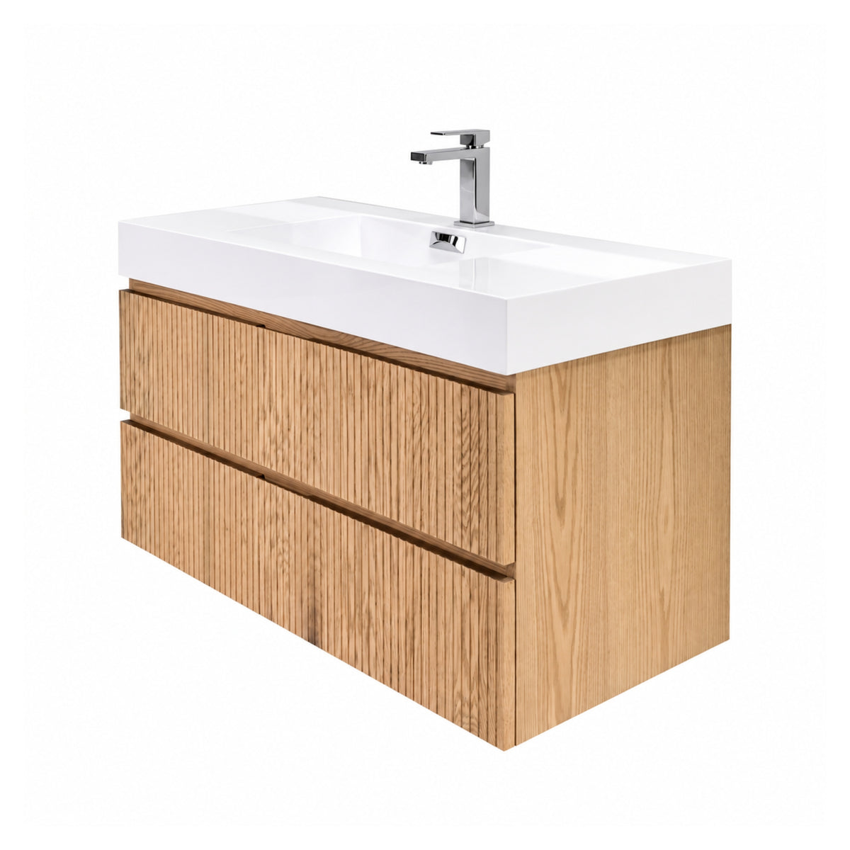 Bliss 40" Fluted Oakwood Single Sink Wall Mount Vanity -  ETA Mid of Oct