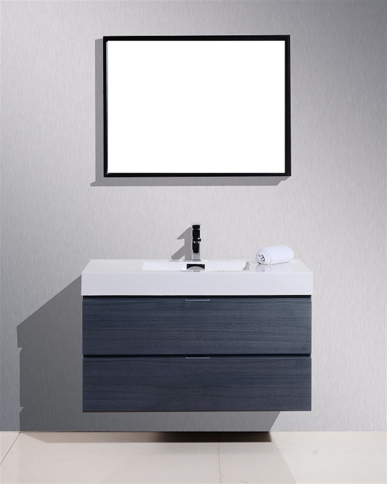 Bliss 40" Gray Oak Wall Mount Modern Bathroom Vanity