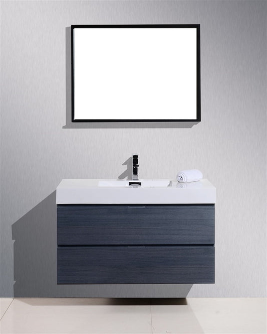 Bliss 40" Gray Oak Wall Mount Modern Bathroom Vanity
