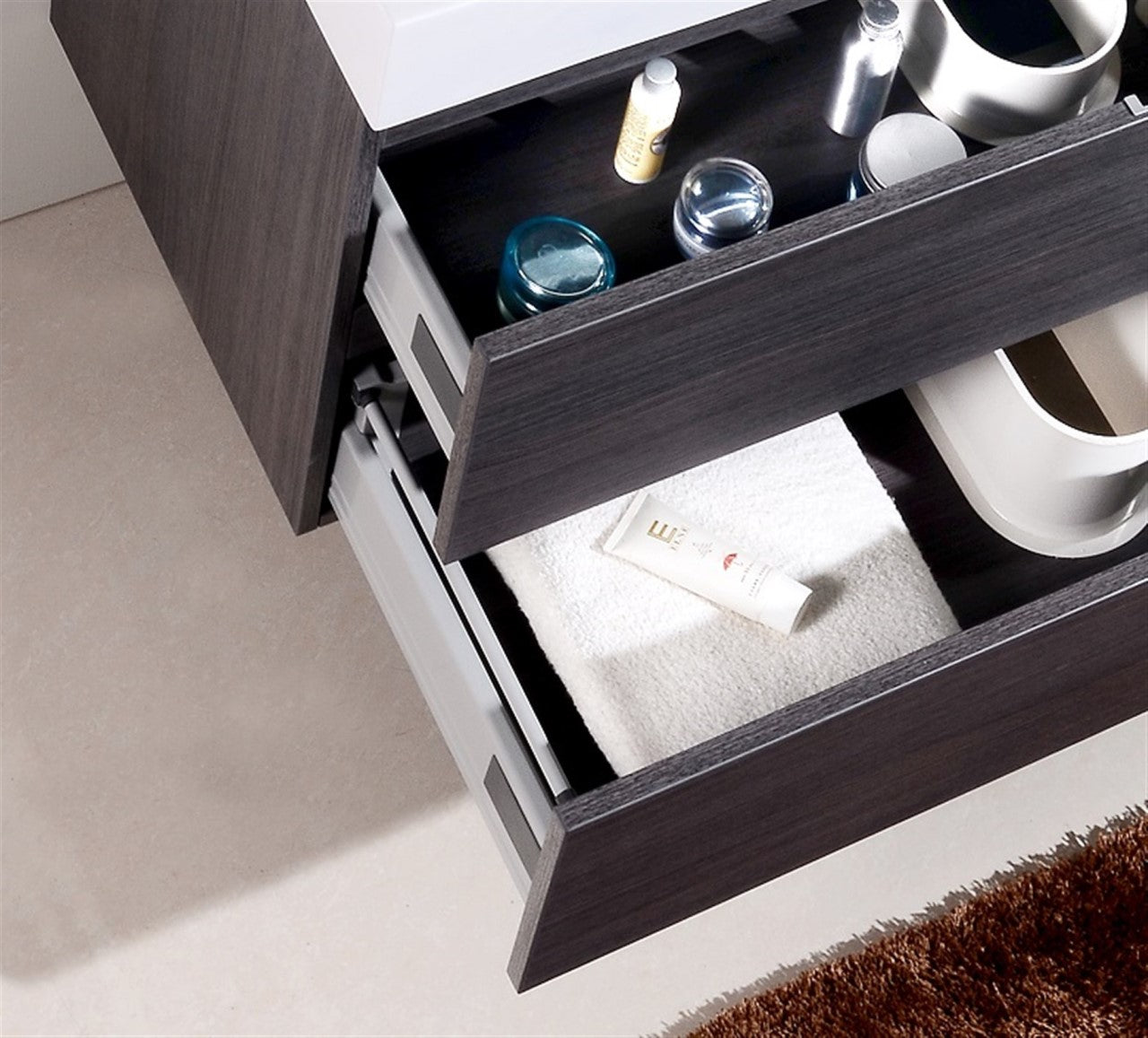Bliss 40" Gray Oak Wall Mount Modern Bathroom Vanity