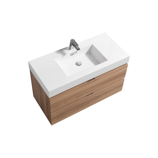 Bliss 40" Honey Oak Wall Mount Modern Bathroom Vanity