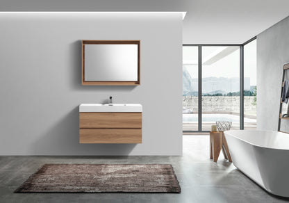 Bliss 40" Honey Oak Wall Mount Modern Bathroom Vanity