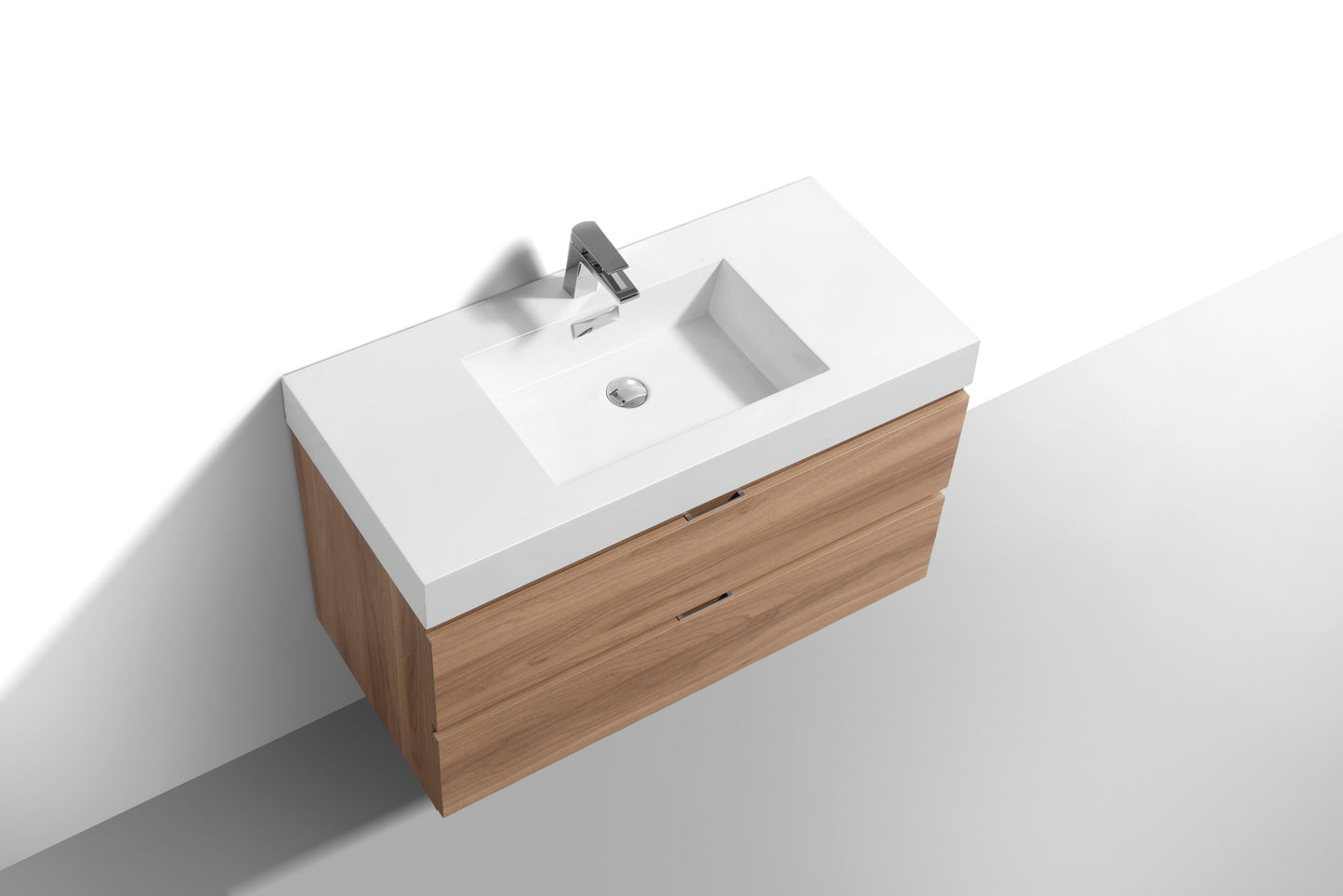 Bliss 40" Honey Oak Wall Mount Modern Bathroom Vanity