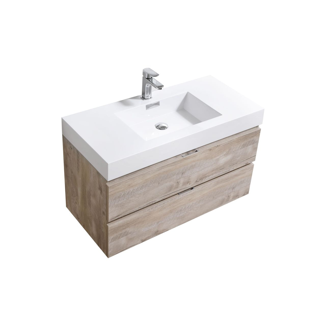 Bliss 40" Nature Wood Wall Mount Modern Bathroom Vanity