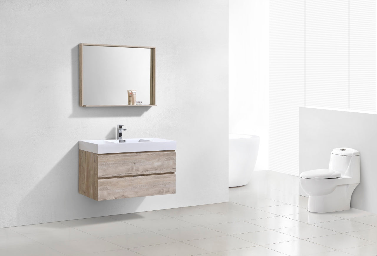 Bliss 40" Nature Wood Wall Mount Modern Bathroom Vanity