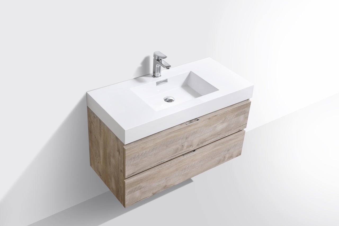 Bliss 40" Nature Wood Wall Mount Modern Bathroom Vanity