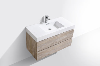 Bliss 40" Nature Wood Wall Mount Modern Bathroom Vanity