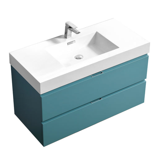 Bliss 40" Teal Green Wall Mount Modern Bathroom Vanity
