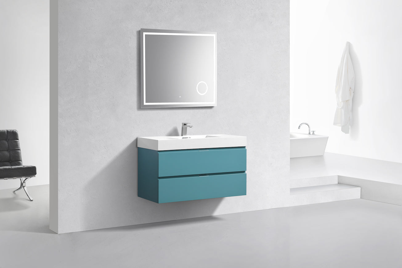 Bliss 40" Teal Green Wall Mount Modern Bathroom Vanity