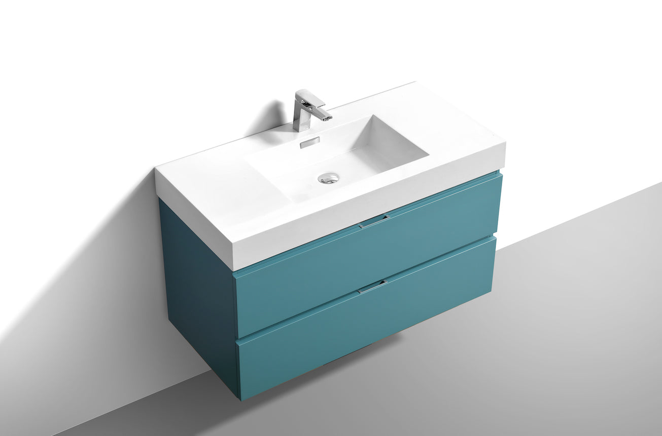 Bliss 40" Teal Green Wall Mount Modern Bathroom Vanity