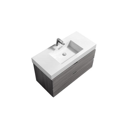Bliss 40" Vulcan Ash Grey Wall Mount Modern BathroomVanity