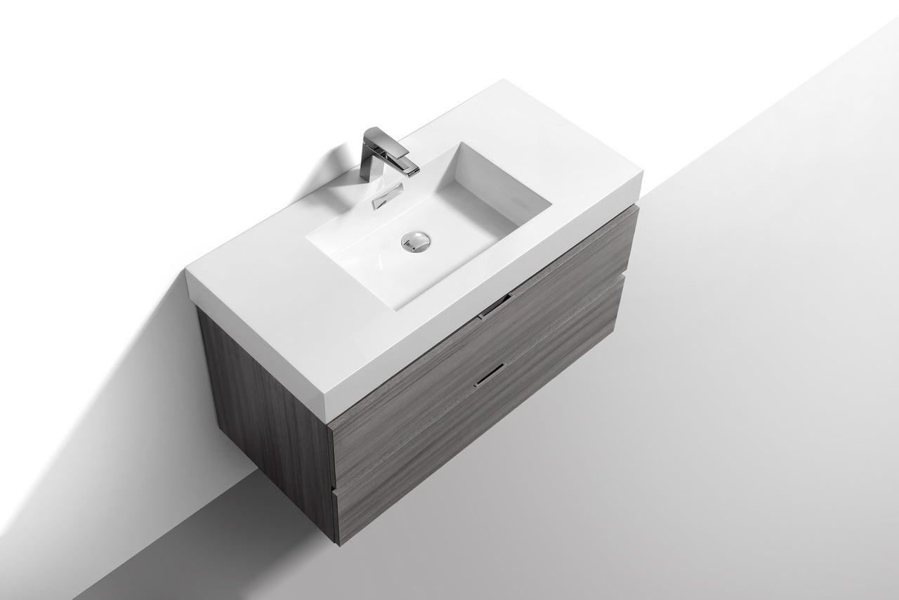 Bliss 40" Vulcan Ash Grey Wall Mount Modern BathroomVanity