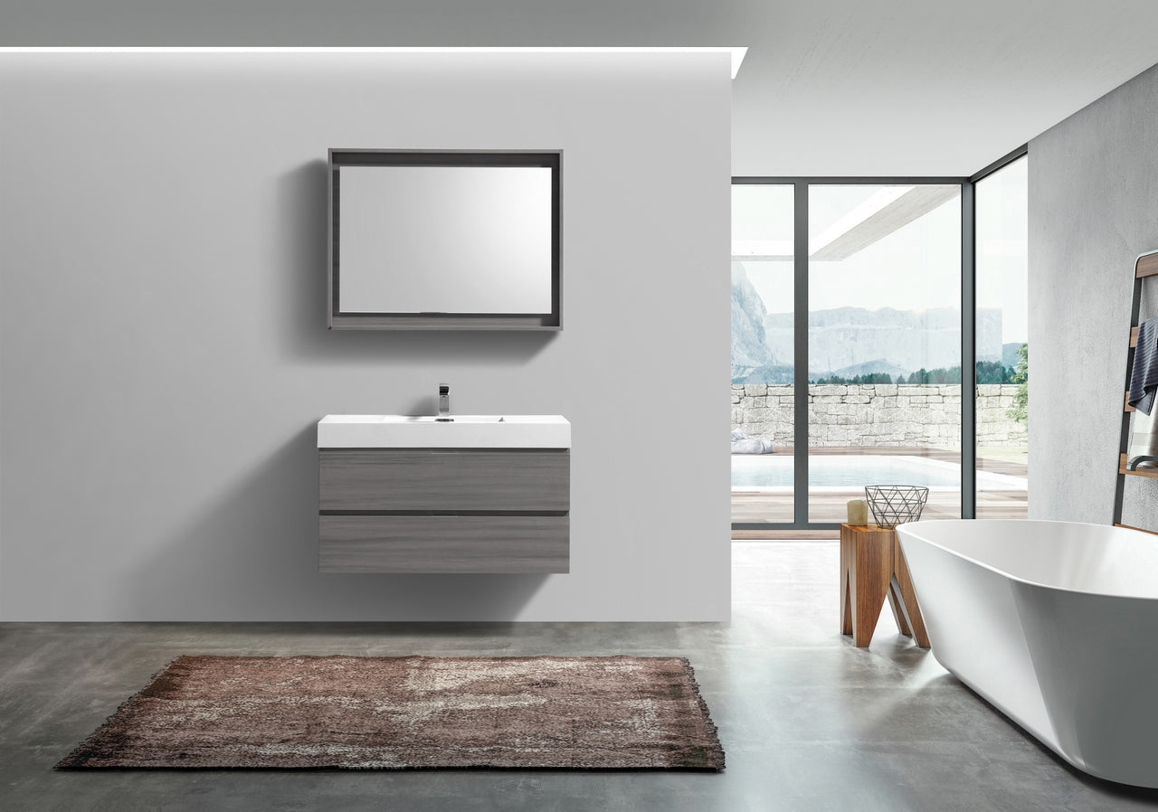 Bliss 40" Vulcan Ash Grey Wall Mount Modern BathroomVanity