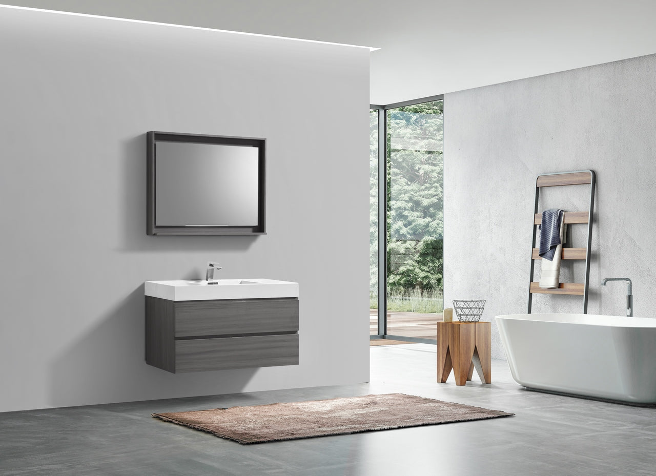Bliss 40" Vulcan Ash Grey Wall Mount Modern BathroomVanity
