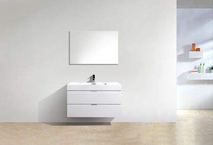 Bliss 40" High Gloss White Wall Mount Modern Bathroom Vanity