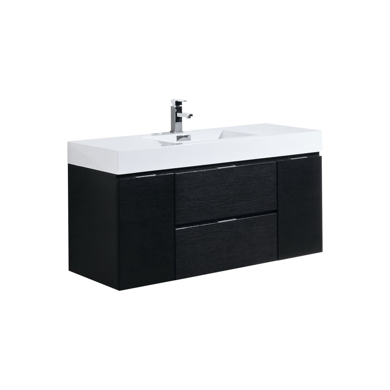 Bliss 48" Black Wall Mount  Single Sink Modern Bathroom Vanity