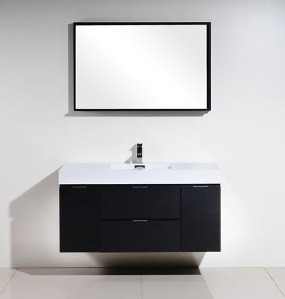 Bliss 48" Black Wall Mount  Single Sink Modern Bathroom Vanity