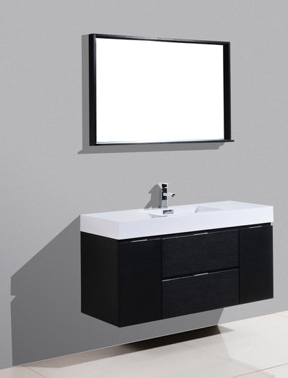 Bliss 48" Black Wall Mount  Single Sink Modern Bathroom Vanity