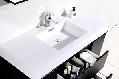 Bliss 48" Black Wall Mount  Single Sink Modern Bathroom Vanity