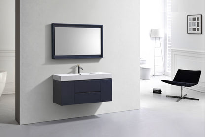 Bliss 48" Navy Blue Wall Mount  Single Sink Modern Bathroom Vanity
