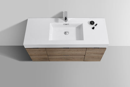 Bliss 48" Butternut Wood Wall Mount  Single Sink Modern Bathroom Vanity