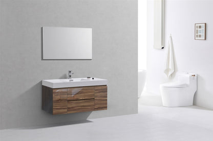 Bliss 48" Danish Teak Wall Mount  Single Sink Modern Bathroom Vanity