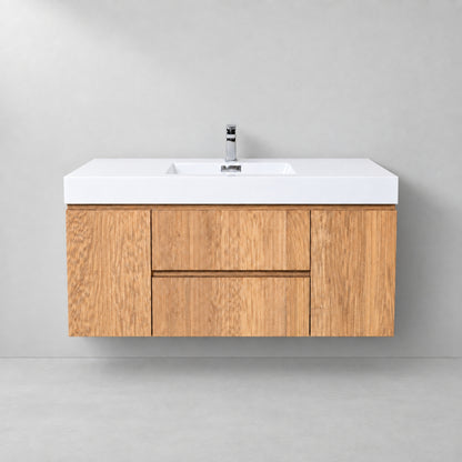 Bliss 48" Fluted Oakwood Single Sink Wall Mount Vanity - ETA Mid of Oct